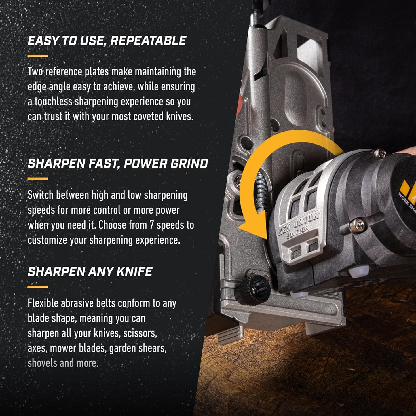 Ken Onion Knife Sharpener Tool - Adjustable Knife Sharpening System - For Knives, Scissors, Serrated Blades, & Tools