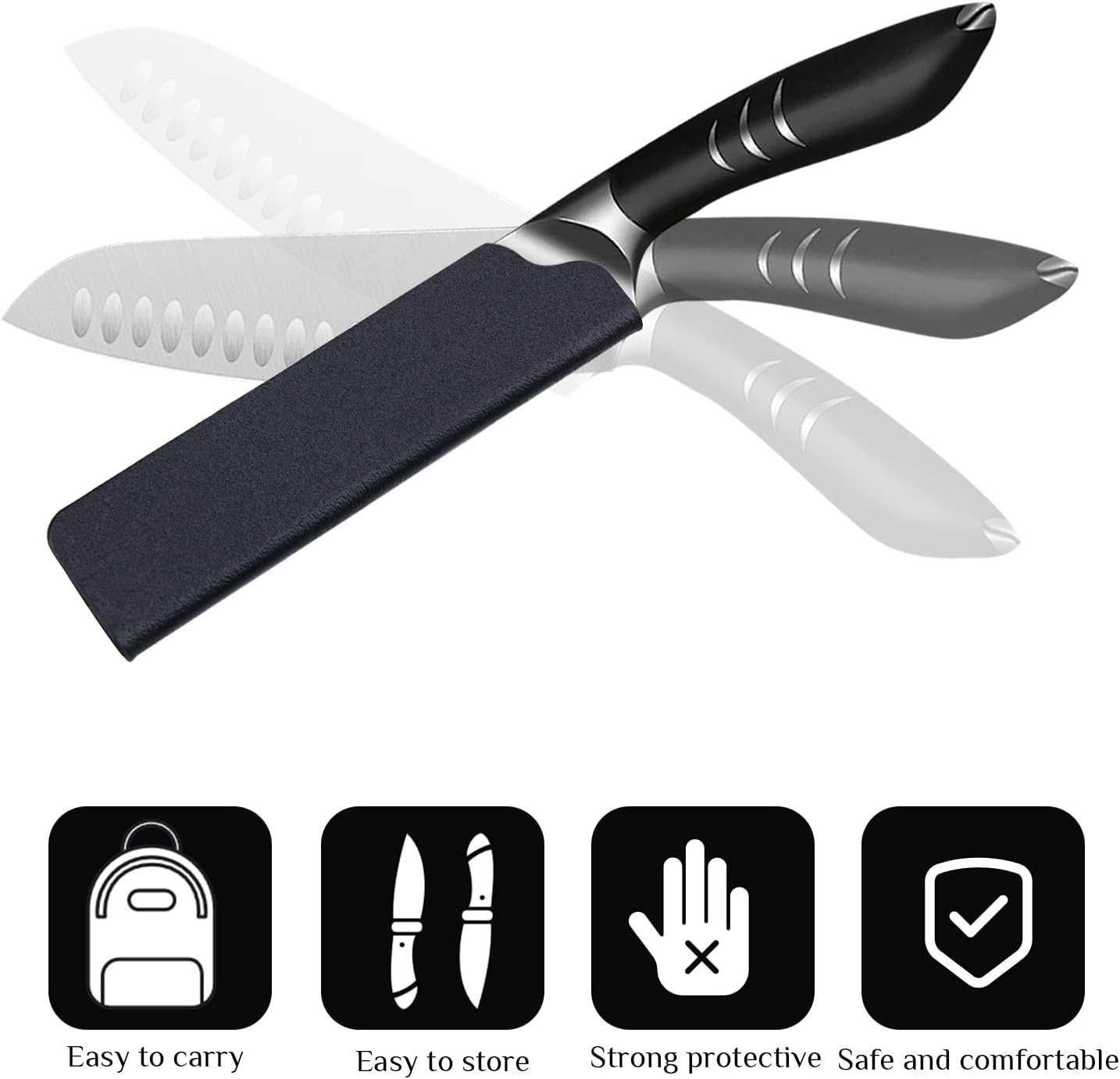 3pcs Universal Knife Edge Guards for 3.5'' Paring Fruit Knife, Kitchen Safety Knife Sheath Sleeves ABS Knife Cover Case Knife Blade Protectors