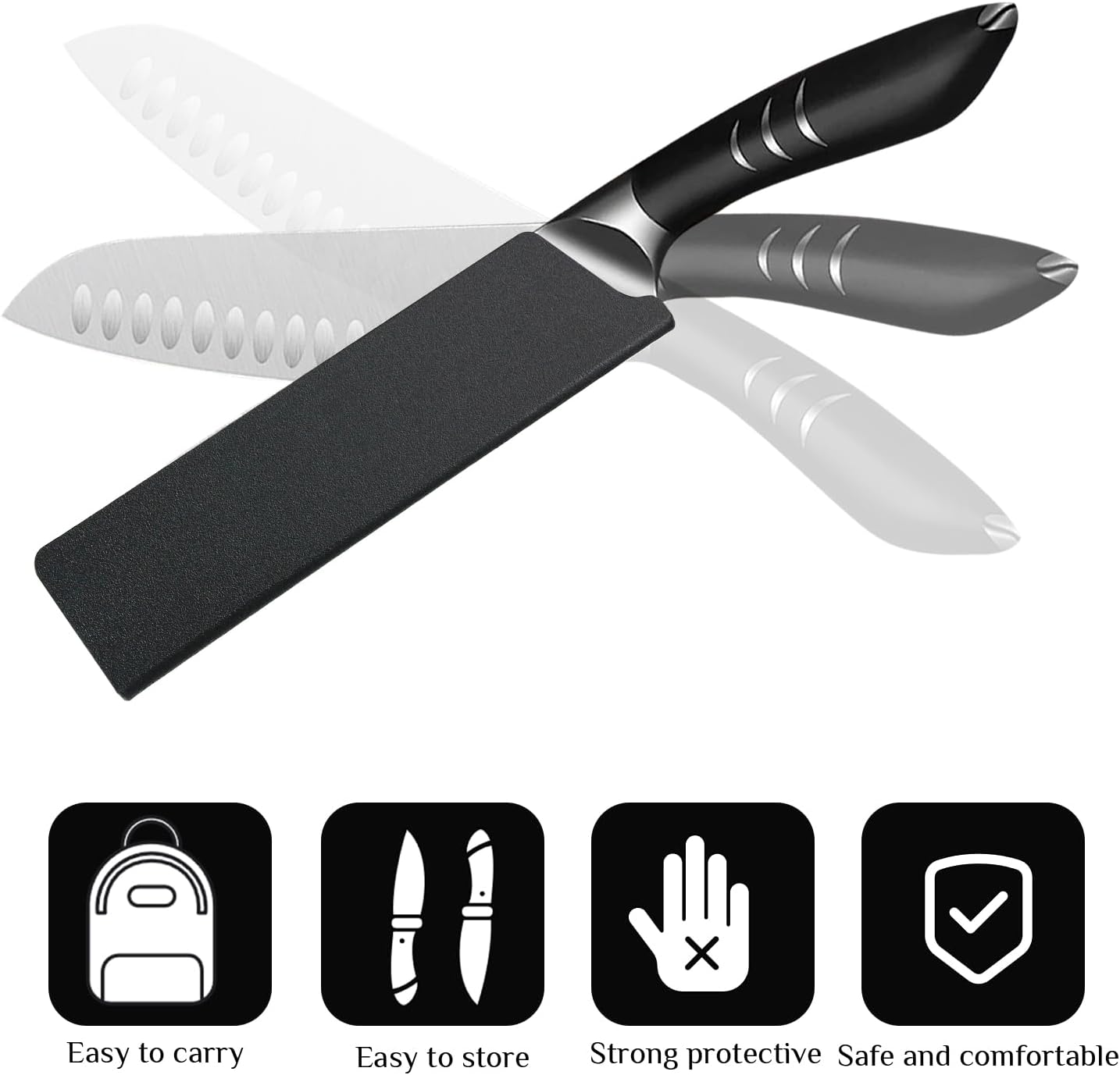 3pcs Universal Knife Edge Guards for 3.5'' Paring Fruit Knife, Kitchen Safety Knife Sheath Sleeves ABS Knife Cover Case Knife Blade Protectors