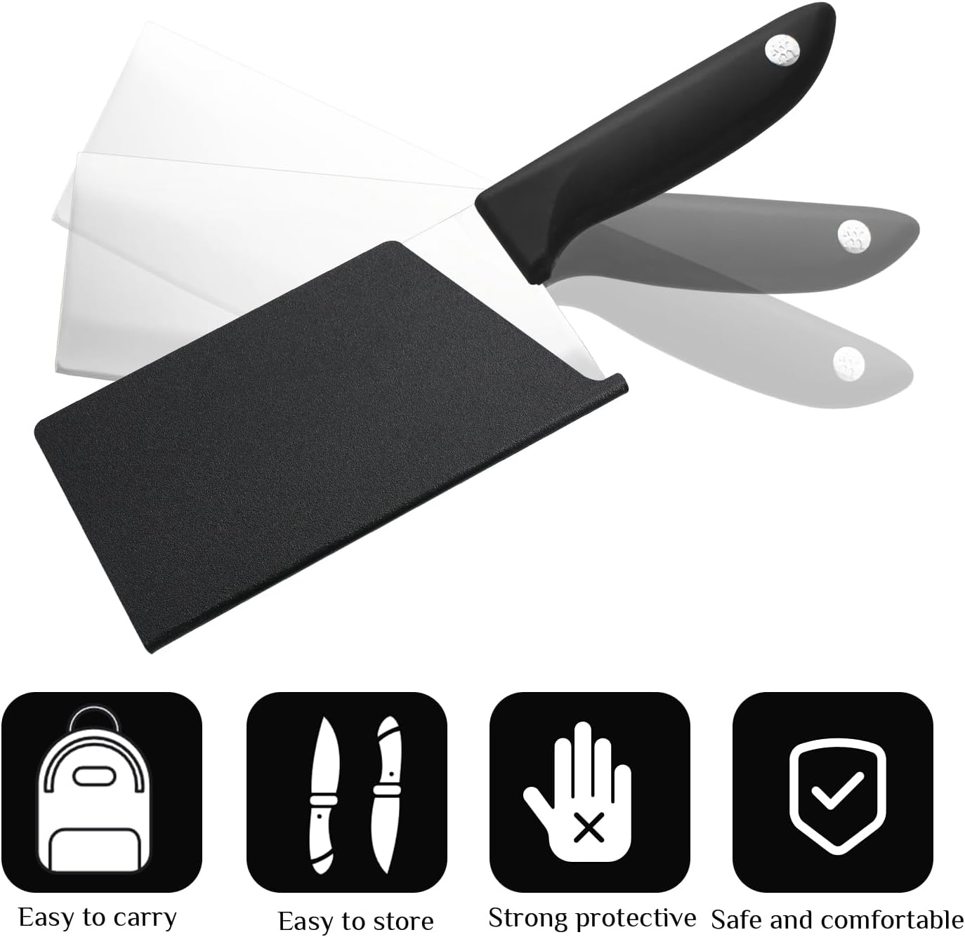 3pcs Universal Knife Edge Guards for 3.5'' Paring Fruit Knife, Kitchen Safety Knife Sheath Sleeves ABS Knife Cover Case Knife Blade Protectors