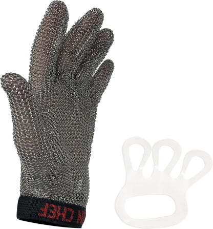 KLEEN CHEF Stainless Steel Cut Resistant Gloves | Heavy Duty, Butcher Glove for Cutting Meat, Fishing, Chopping, Shredding