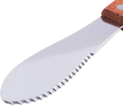 8" Stainless Steel Straight Edge Butter Cheese Cream Sandwich Condiment Spreader Knives with Wood Handle for Kitchen Tools, Cooking Utensil, Event Guest Serving (4 Pack)