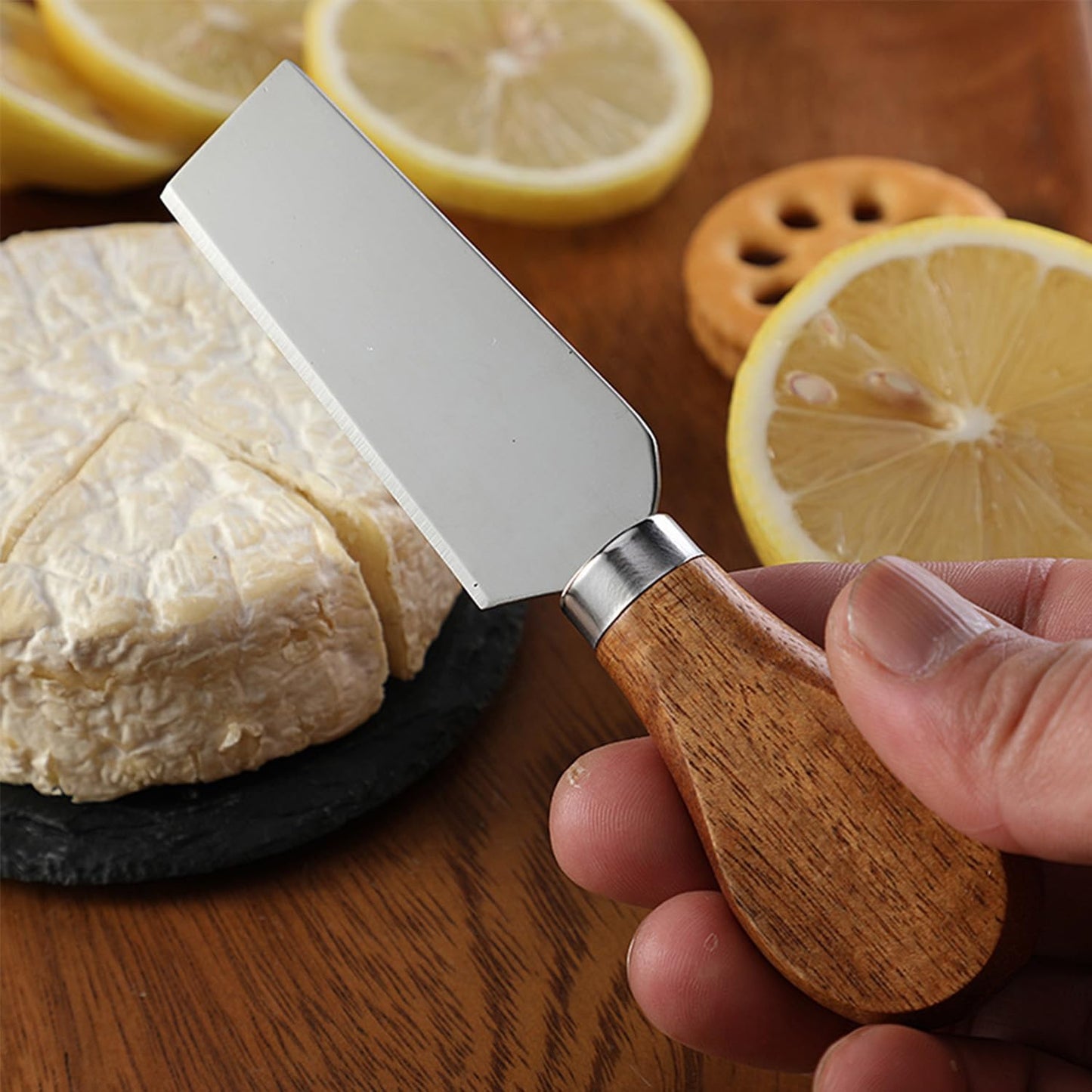 6-Piece Exquisite Cheese Knife Set, Cheese Knives Cheese Board Charcuterie Knife Cheese Tools, Wooden Handle Stainless Steel Slicer Gift Set