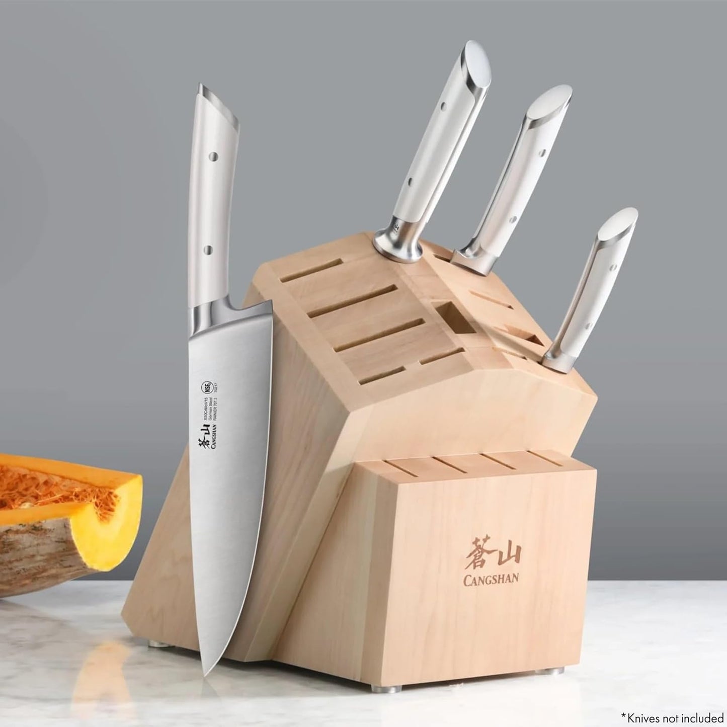 Cangshan Empty Knife Block, 16-Slot Organizer, Flat Top (Acacia Wood)