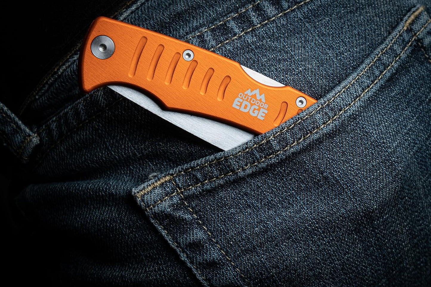 RazorBone Replaceable Blade Folding Hunting Knife with Clip & Sheath, 3 Butcher Knife Blade Styles - Boning, Gutting, & Skinning Knives. Blaze Orange, Camo Sheath, 6 Blades & Blade Box