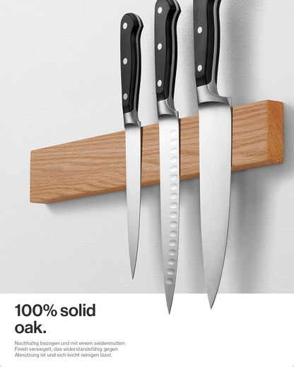 Magnetic Knife Holder for Wall or Fridge - No-Drill Bamboo Knife Magnetic Strip, 16″ - Renter Friendly