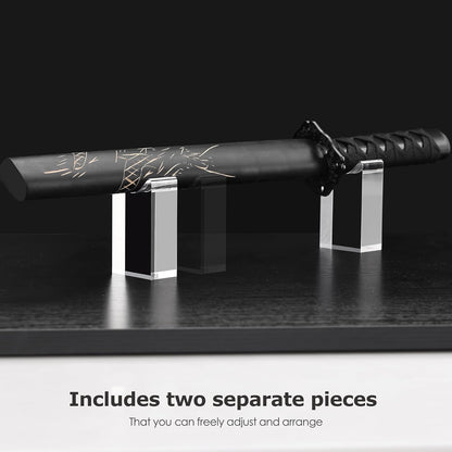 YUXUN Sword Stand Display, Polished Acrylic Katana Stand, 2/Set | Wand Holder for Desktop, Clear Knife Display Rack, Compatible with Samurai Swords, Daggers, Magic Wands, No Assembly Required