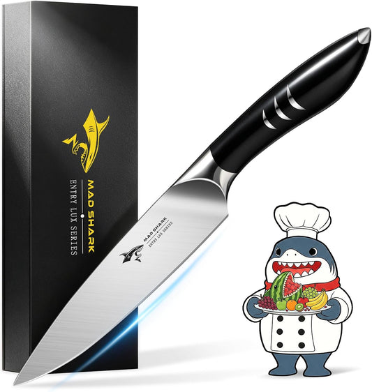 Paring Knife 5 Inch Ultra Sharp Ergonomic Handle Design Black | Small Kitchen Knife, German molybdenum-vanadium Stainless Steel, Chopping Knife for Precise Cutting, Peeling, Slicing