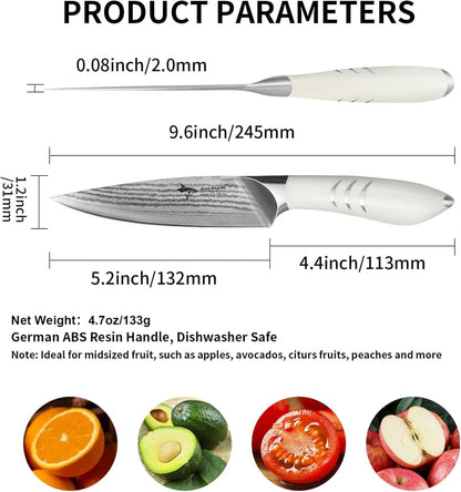 Paring Knife 5 Inch Ultra Sharp Ergonomic Handle Design Black | Small Kitchen Knife, German molybdenum-vanadium Stainless Steel, Chopping Knife for Precise Cutting, Peeling, Slicing