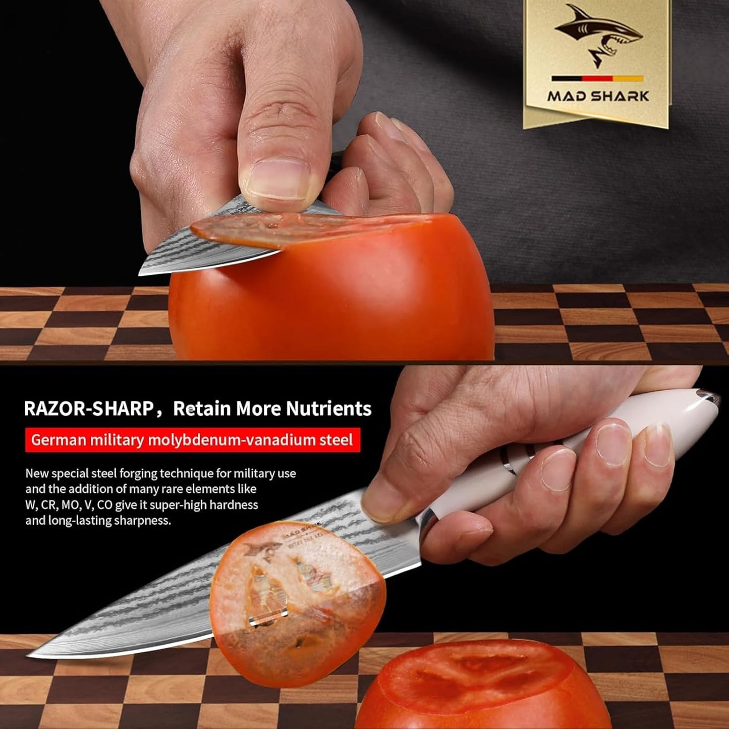 Paring Knife 5 Inch Ultra Sharp Ergonomic Handle Design Black | Small Kitchen Knife, German molybdenum-vanadium Stainless Steel, Chopping Knife for Precise Cutting, Peeling, Slicing