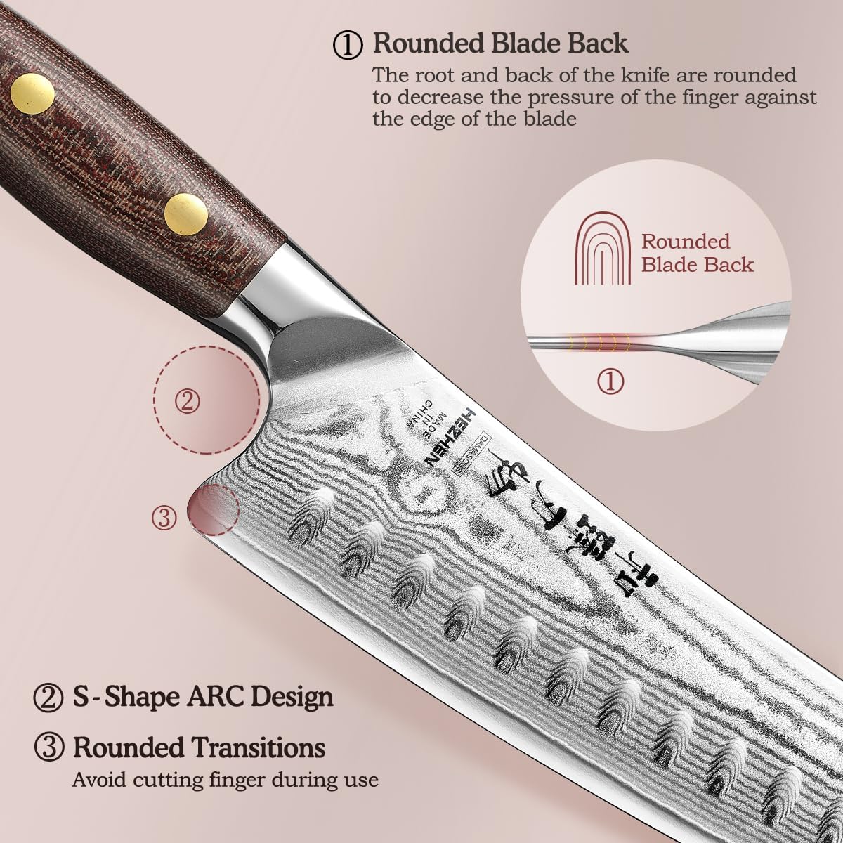 7.3'' Santoku Knife with Sheath – 67 Layers Damascus Steel, Professional Kitchen Knife for Meat, Fish & Vegetables, Micarta Handle