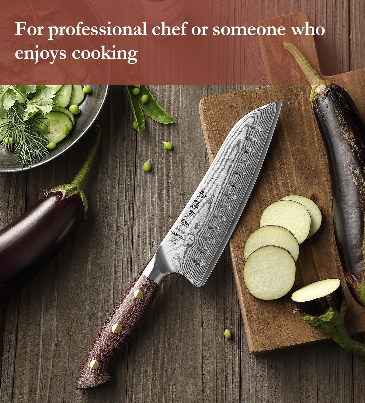 7.3'' Santoku Knife with Sheath – 67 Layers Damascus Steel, Professional Kitchen Knife for Meat, Fish & Vegetables, Micarta Handle