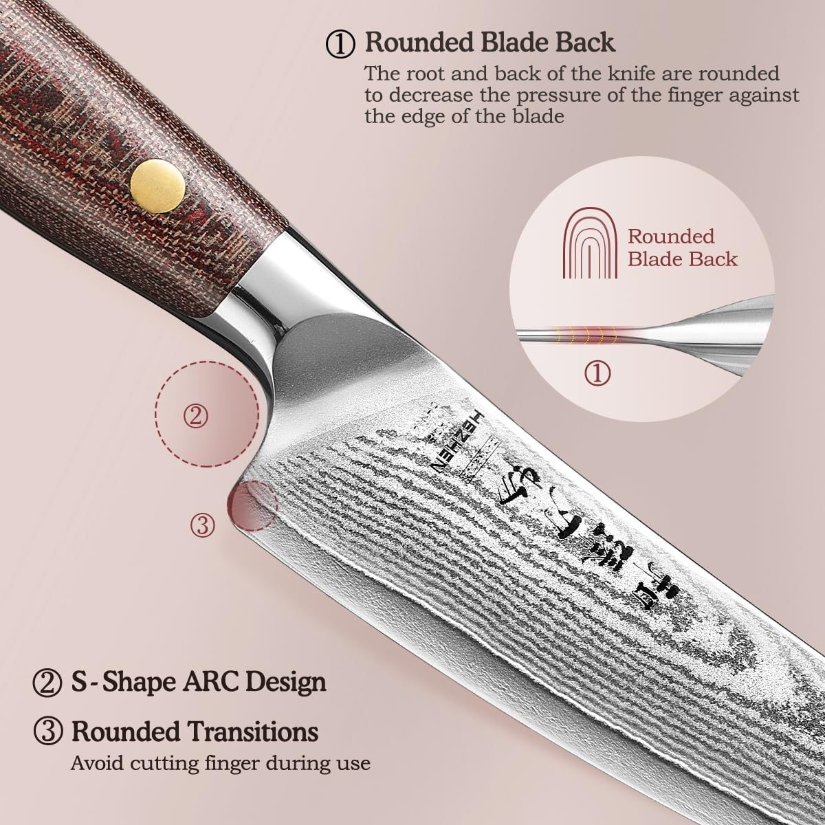 7.3'' Santoku Knife with Sheath – 67 Layers Damascus Steel, Professional Kitchen Knife for Meat, Fish & Vegetables, Micarta Handle