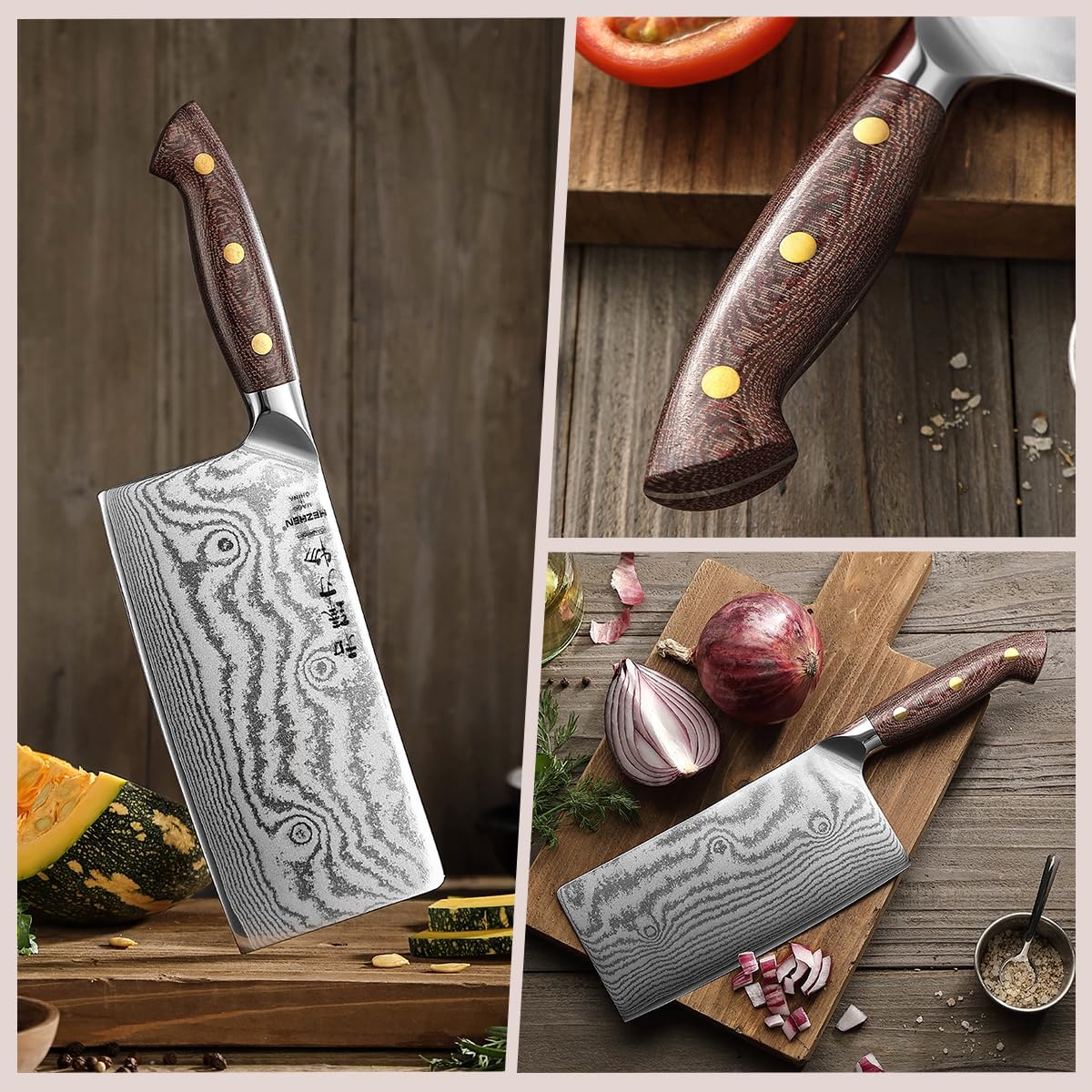 7.3'' Santoku Knife with Sheath – 67 Layers Damascus Steel, Professional Kitchen Knife for Meat, Fish & Vegetables, Micarta Handle