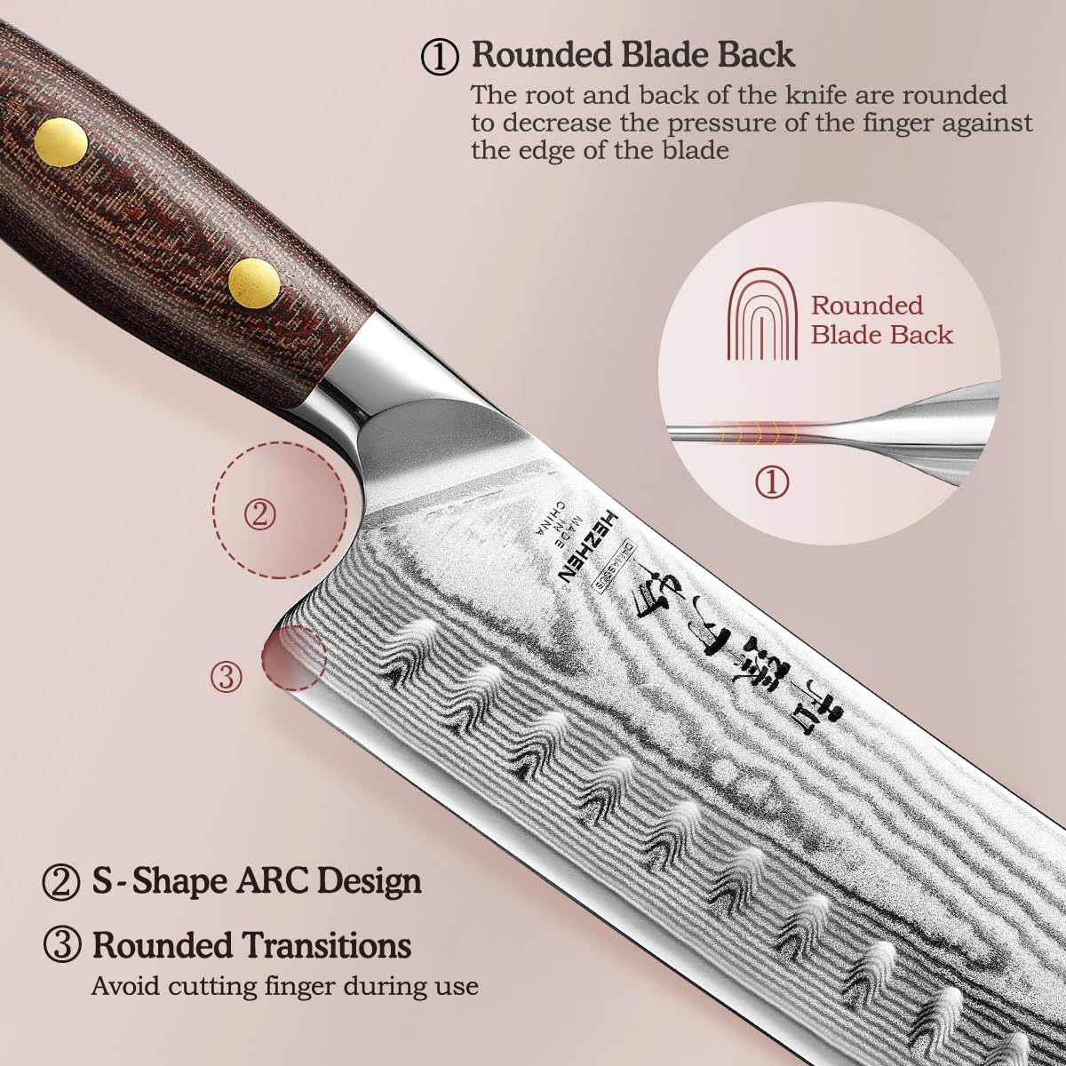 7.3'' Santoku Knife with Sheath – 67 Layers Damascus Steel, Professional Kitchen Knife for Meat, Fish & Vegetables, Micarta Handle