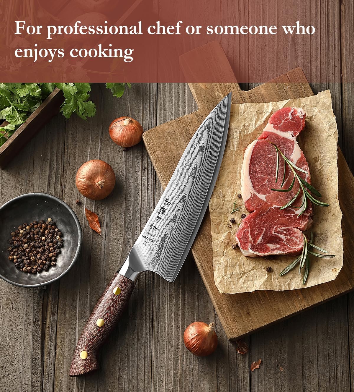 7.3'' Santoku Knife with Sheath – 67 Layers Damascus Steel, Professional Kitchen Knife for Meat, Fish & Vegetables, Micarta Handle