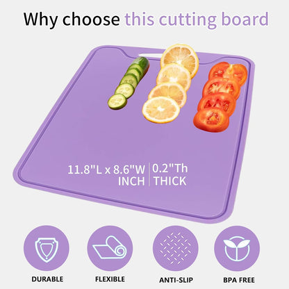 Flexible Silicone Cutting Boards For Kitchen 11.8''x 8.6'',BPA Free Silicone Cutting Board Kitchen Mat For Fruit and Vegetables, Dishwasher Safe, Suitable For Both Indoor and Outdoor (Blue)