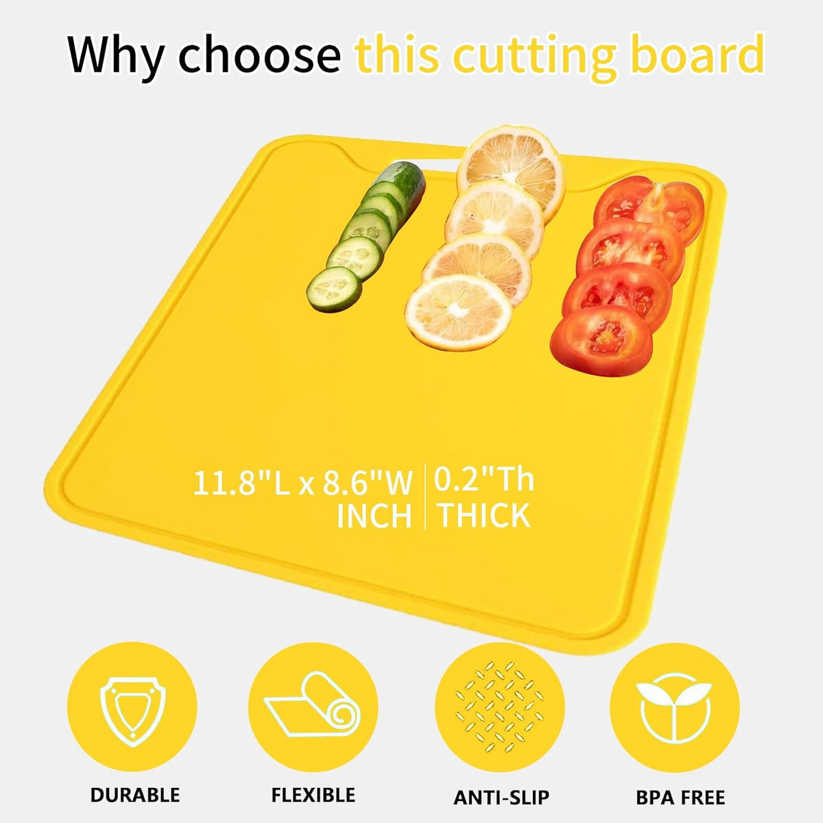 Flexible Silicone Cutting Boards For Kitchen 11.8''x 8.6'',BPA Free Silicone Cutting Board Kitchen Mat For Fruit and Vegetables, Dishwasher Safe, Suitable For Both Indoor and Outdoor (Blue)