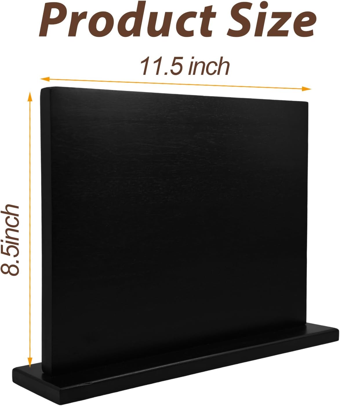 Magnetic Knife Holder - Black Double Sided Acacia Wood Knife Block with Strong Magnets 12x10" | Universal Space-Saving Kitchen Organizer for Knives, Utensils, Tools