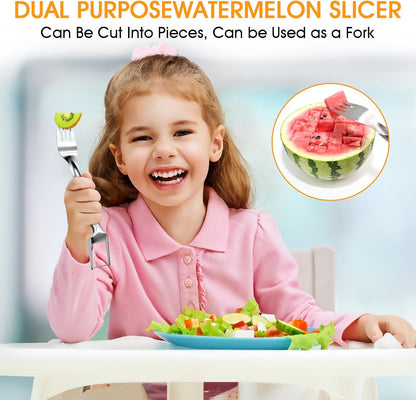 Watermelon Slicer, 2-in-1 Slicer & Fork, 1-Pack | 304 Stainless Steel, 10.2" Long, Cuts Cubes & Spears, for Watermelon & Mango, Picnic/Camping/RV, Dishwasher Safe