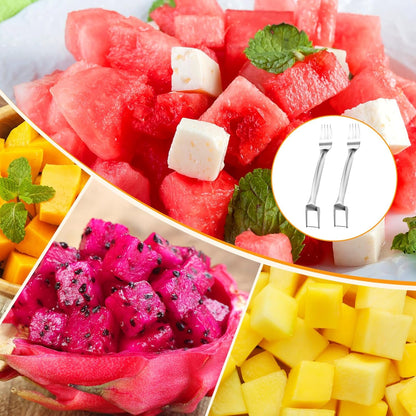 Watermelon Slicer, 2-in-1 Slicer & Fork, 1-Pack | 304 Stainless Steel, 10.2" Long, Cuts Cubes & Spears, for Watermelon & Mango, Picnic/Camping/RV, Dishwasher Safe