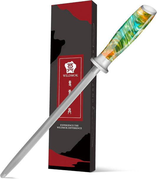 Sharpening Steel Rod, 9 Inch Kitchen Knife Sharpening Rod,Professional Honing Steel,High Carbon Stainless Steel Knife Sharpener