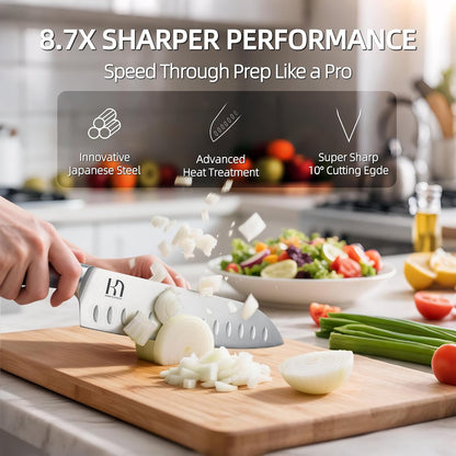 KnifeSaga 14 Pcs Knife Block Set, Premium, Razor Sharp, Japanese Steel