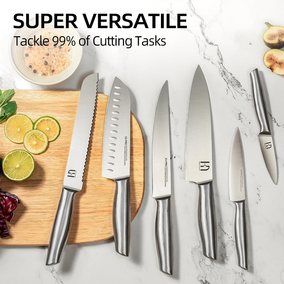 KnifeSaga 14 Pcs Knife Block Set, Premium, Razor Sharp, Japanese Steel