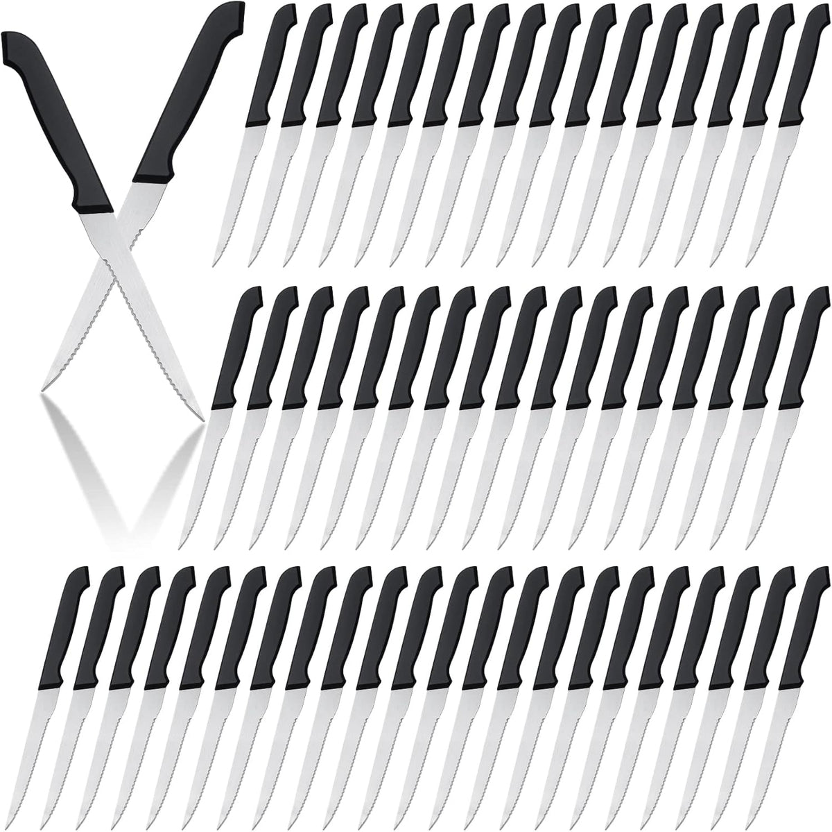 100 Pieces Serrated Edge Pointed Tip Steak Knives Stainless Steel Steak Knife with Serrated Edge 8.8 Inch For Kitchen Restaurant Tableware Camping
