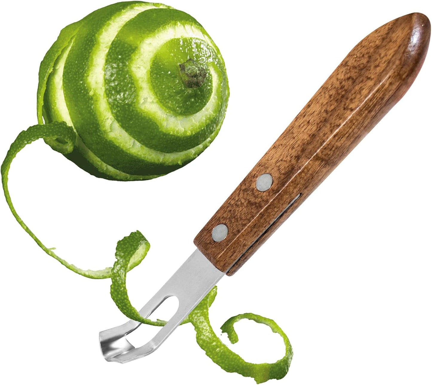 Channel Knife with Wooden Handle for Fruit and Vegetable, Tool for Decorating Cocktails, Desserts, and Salads