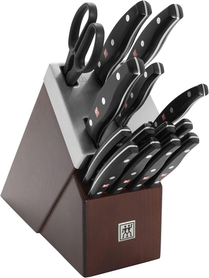 Twin Signature 15-Piece Razor-Sharp German Knife Block Set, Made in Company-Owned German Factory with Special Formula Steel perfected for almost 300 Years, Dishwasher Safe