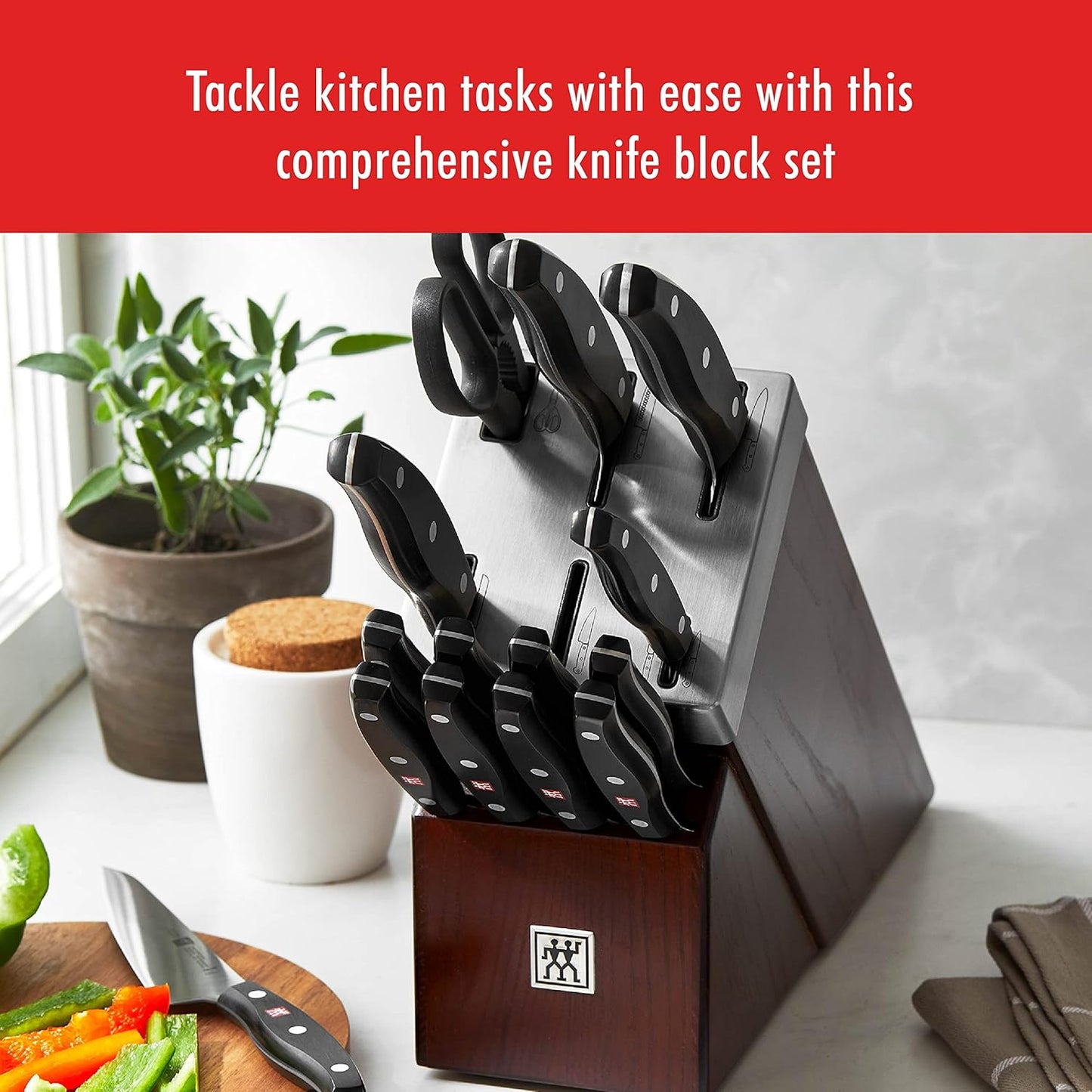 Twin Signature 15-Piece Razor-Sharp German Knife Block Set, Made in Company-Owned German Factory with Special Formula Steel perfected for almost 300 Years, Dishwasher Safe