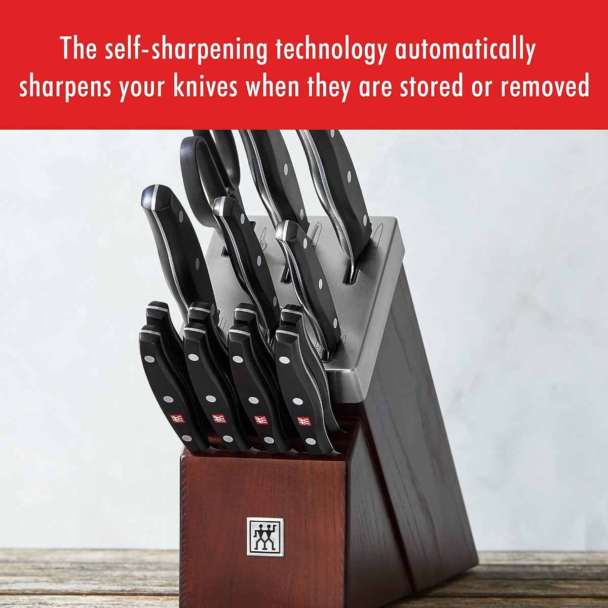 Twin Signature 15-Piece Razor-Sharp German Knife Block Set, Made in Company-Owned German Factory with Special Formula Steel perfected for almost 300 Years, Dishwasher Safe