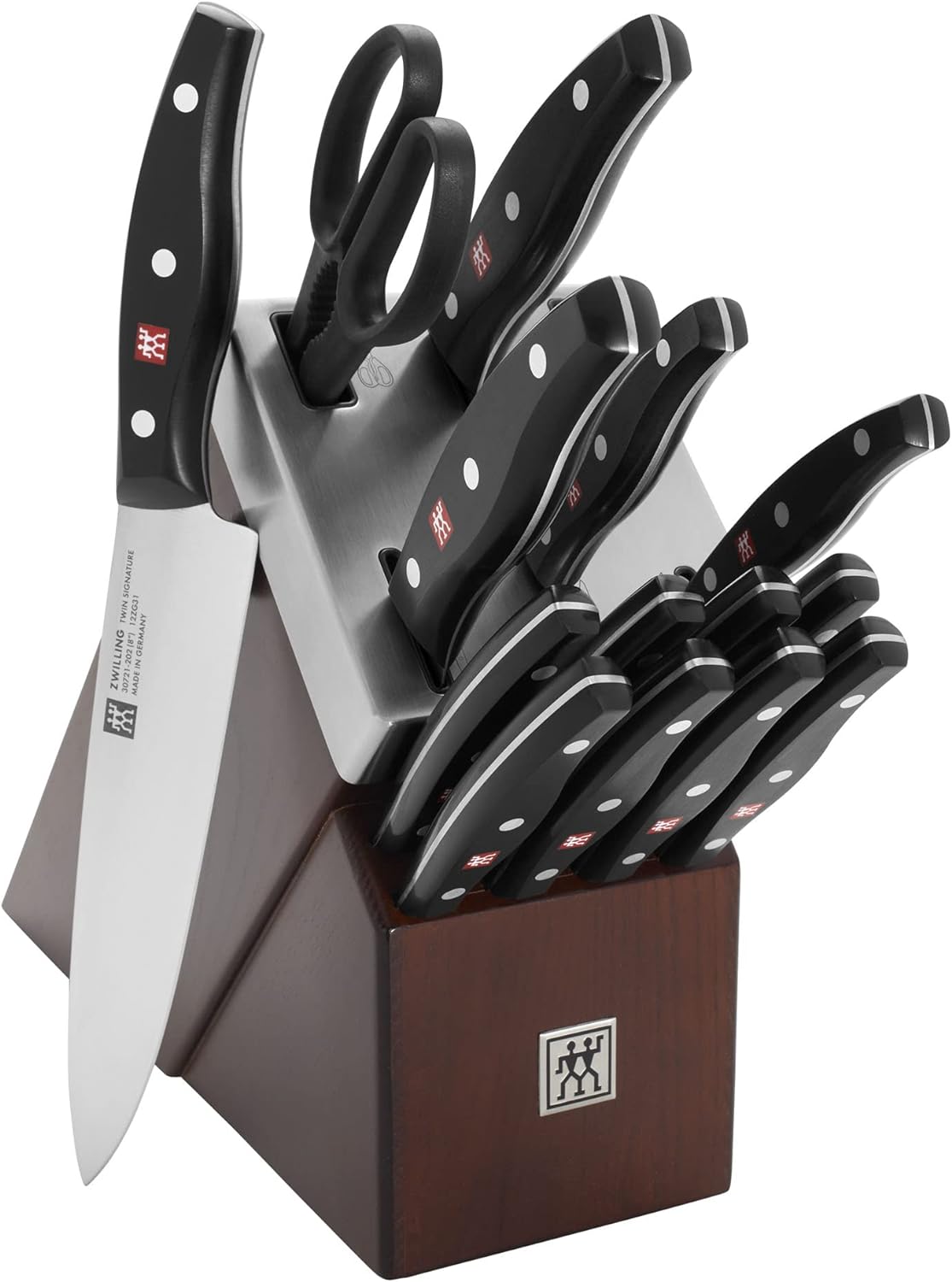 Twin Signature 15-Piece Razor-Sharp German Knife Block Set, Made in Company-Owned German Factory with Special Formula Steel perfected for almost 300 Years, Dishwasher Safe