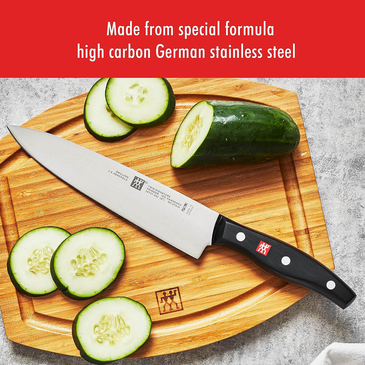 Twin Signature 15-Piece Razor-Sharp German Knife Block Set, Made in Company-Owned German Factory with Special Formula Steel perfected for almost 300 Years, Dishwasher Safe