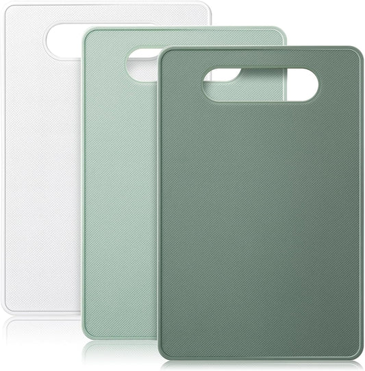 3 Pcs Flexible Small Cutting Boards for Small Kitchen, Thin Plastic Cutting Board Set with Easy Grip Handle, Space Saving Colorful Boards for Apartment, Rv, Meat, Vegetables