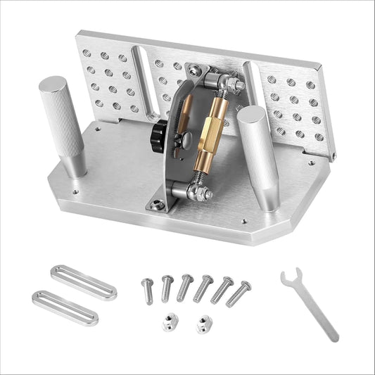 Belt Grinder Knife Jig, -5°~25° Angle Adjustable, 7.68" Long with Dual Handles and Dual Press Plates, for Angle Grind Guide in Belt Sander Blade Making.