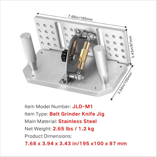 Belt Grinder Knife Jig, -5°~25° Angle Adjustable, 7.68" Long with Dual Handles and Dual Press Plates, for Angle Grind Guide in Belt Sander Blade Making.