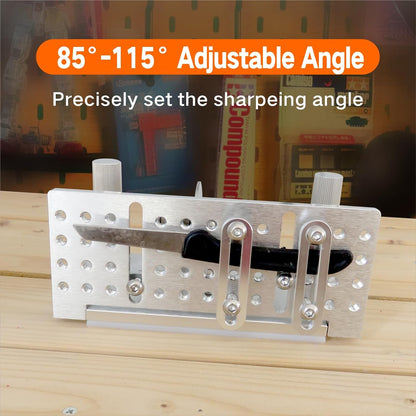 Belt Grinder Knife Jig, -5°~25° Angle Adjustable, 7.68" Long with Dual Handles and Dual Press Plates, for Angle Grind Guide in Belt Sander Blade Making.