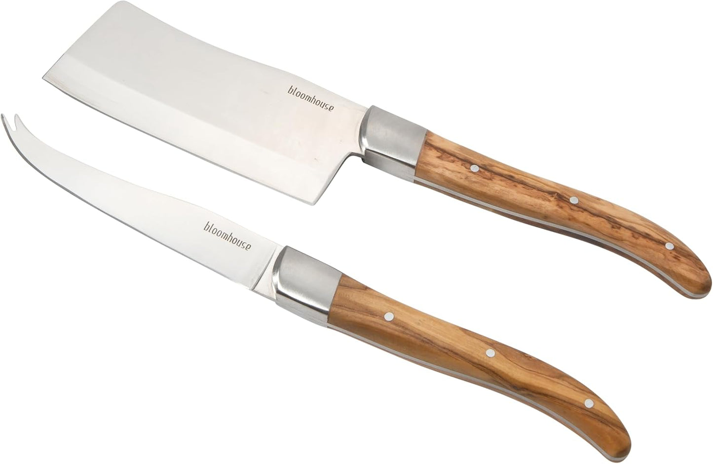 Cheese Knife Set - 2-Piece German Steel Cheese Knives Set with Olive Wood Handles – 2 Time Oprah's Favorite Things Brand- Cheese Knives for Charcuterie, Grazing Boards & Entertaining