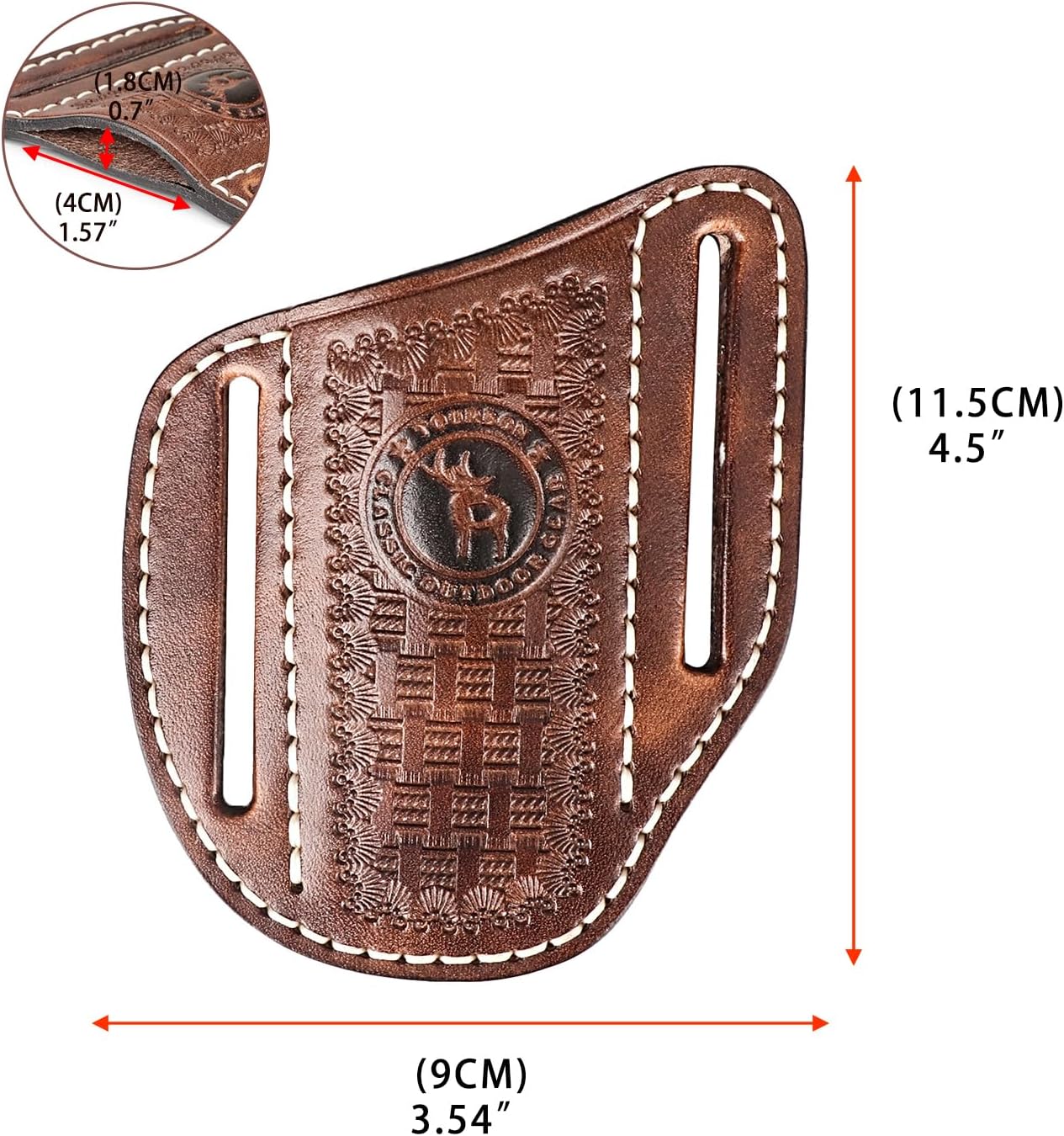 Tourbn Leather Pocket Folding Knife Sheath for Belt EDC Holster Man Cross Draw Right Side Carry Open Top Trapper Knives Carrier