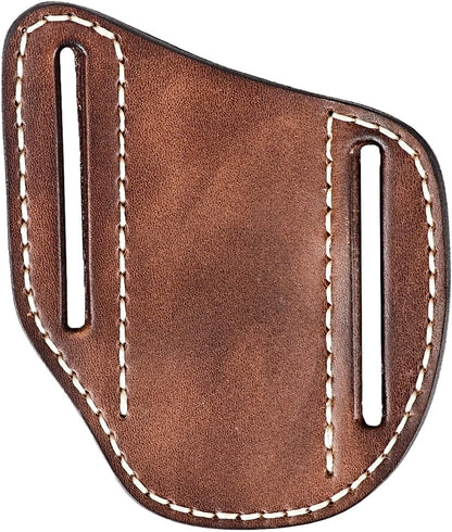 Tourbn Leather Pocket Folding Knife Sheath for Belt EDC Holster Man Cross Draw Right Side Carry Open Top Trapper Knives Carrier
