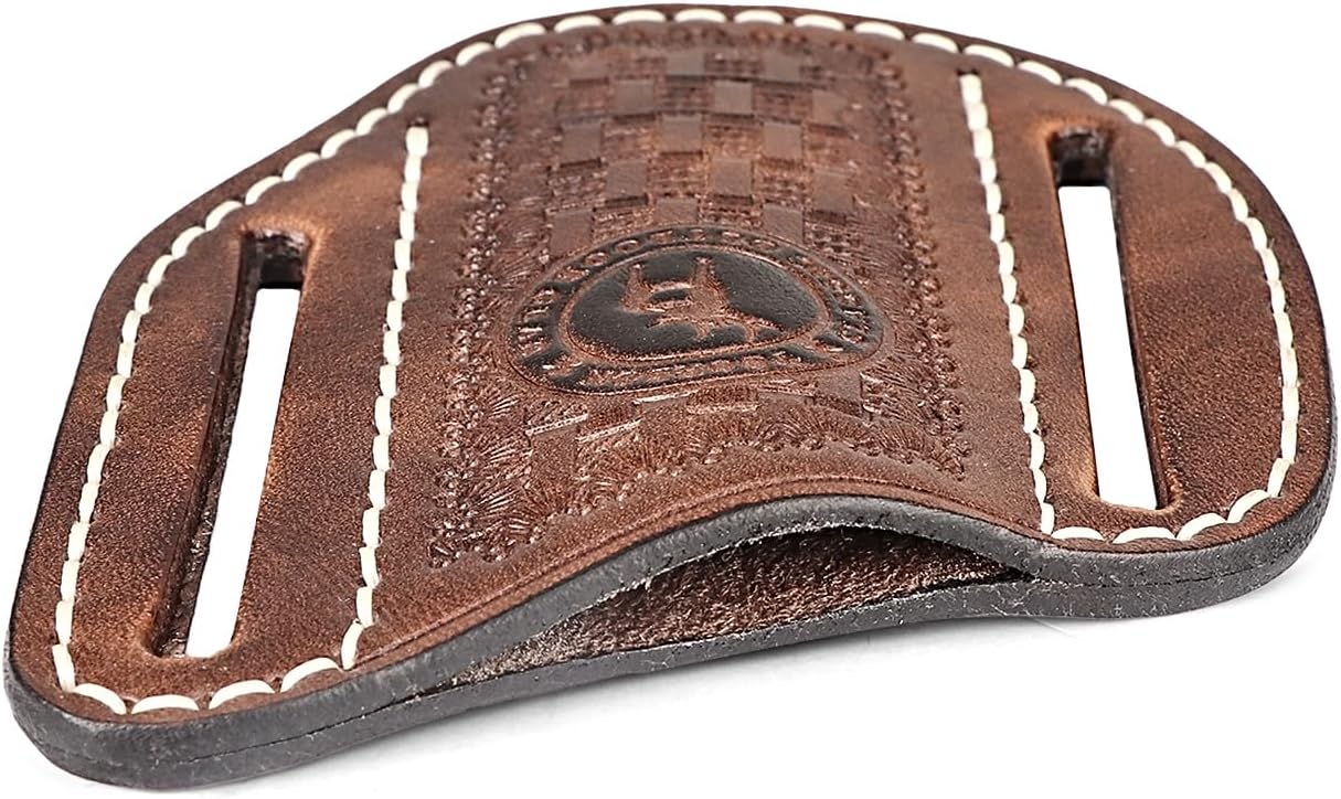 Tourbn Leather Pocket Folding Knife Sheath for Belt EDC Holster Man Cross Draw Right Side Carry Open Top Trapper Knives Carrier