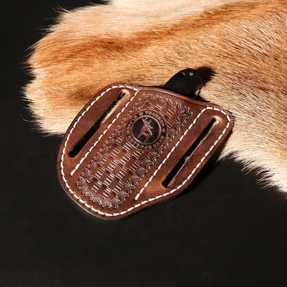 Tourbn Leather Pocket Folding Knife Sheath for Belt EDC Holster Man Cross Draw Right Side Carry Open Top Trapper Knives Carrier