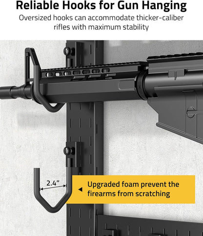 Gun Rack for Wall, Indoor Gun Rack Wall Mount with Shelf & Accessory Panel, Horizontal Heavy-Duty Gun Display Holder for Rifle/Shotgun, Gear Wall Mounted