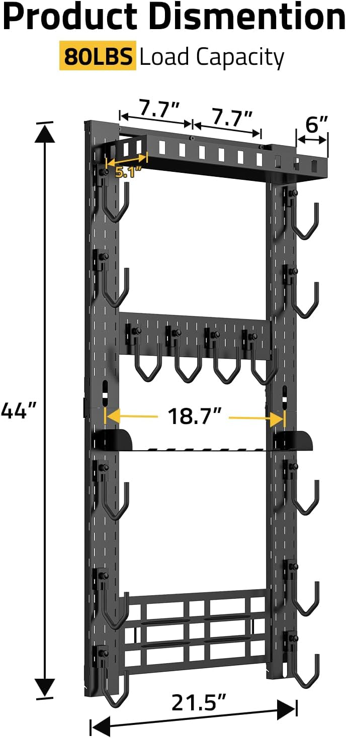 Gun Rack for Wall, Indoor Gun Rack Wall Mount with Shelf & Accessory Panel, Horizontal Heavy-Duty Gun Display Holder for Rifle/Shotgun, Gear Wall Mounted