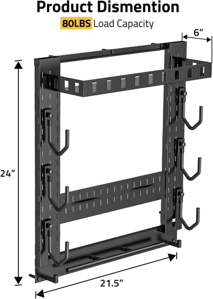 Gun Rack for Wall, Indoor Gun Rack Wall Mount with Shelf & Accessory Panel, Horizontal Heavy-Duty Gun Display Holder for Rifle/Shotgun, Gear Wall Mounted