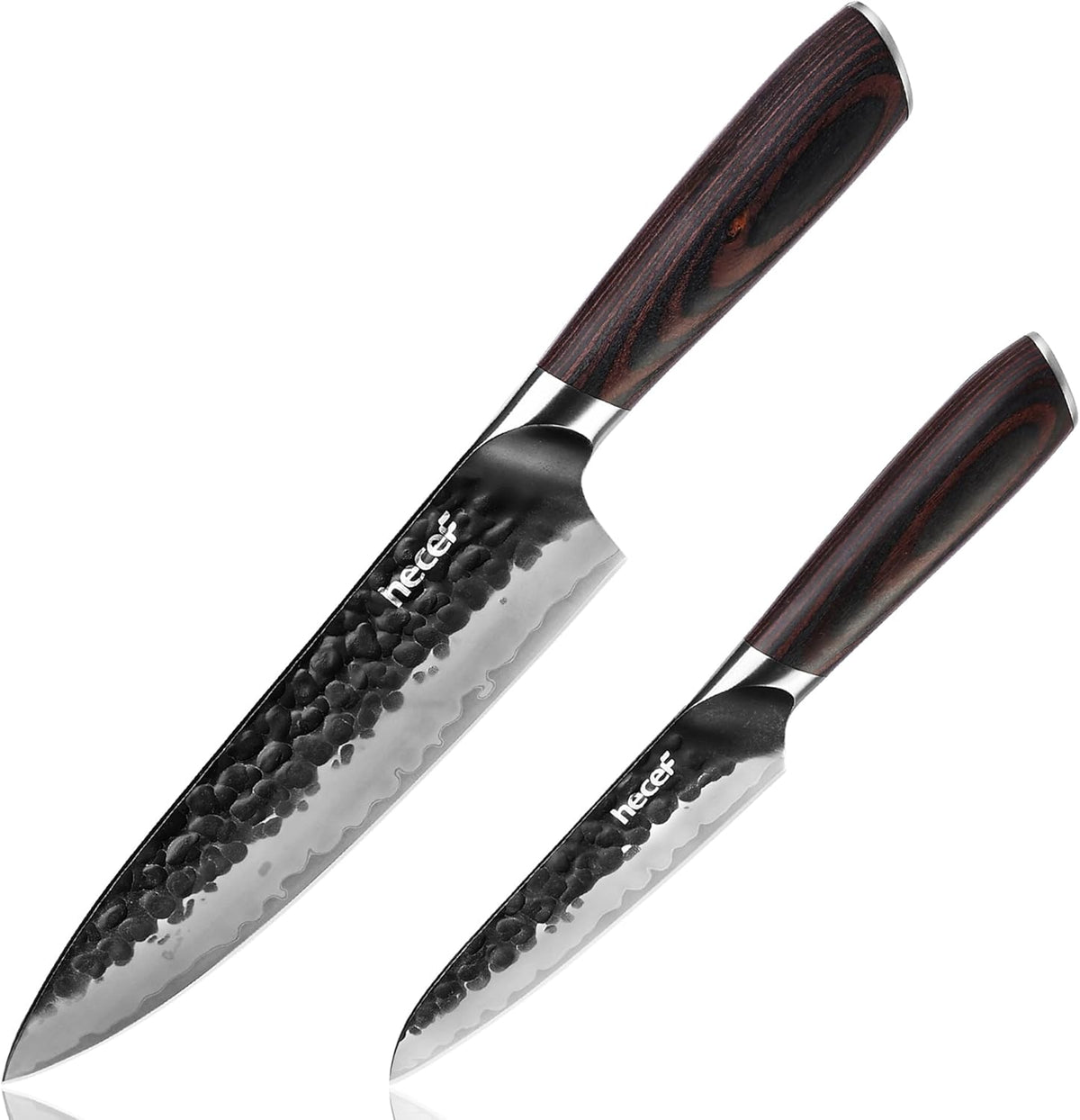 2-Piece Japanese Chef Knife Set, 9Cr18MoV High Carbon Stainless Steel Blades with Ergonomic Pakkawood Handles, Ultra Sharp 8-Inch Chef & 5-Inch Utility Kitchen Knives for Daily Meal Prep
