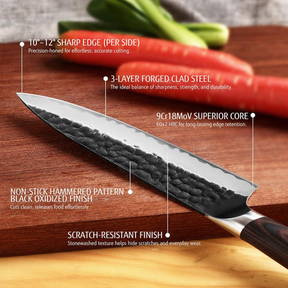 2-Piece Japanese Chef Knife Set, 9Cr18MoV High Carbon Stainless Steel Blades with Ergonomic Pakkawood Handles, Ultra Sharp 8-Inch Chef & 5-Inch Utility Kitchen Knives for Daily Meal Prep