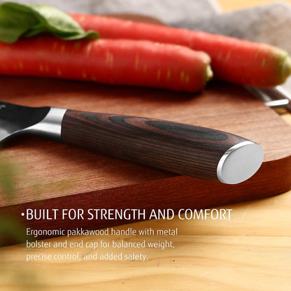 2-Piece Japanese Chef Knife Set, 9Cr18MoV High Carbon Stainless Steel Blades with Ergonomic Pakkawood Handles, Ultra Sharp 8-Inch Chef & 5-Inch Utility Kitchen Knives for Daily Meal Prep
